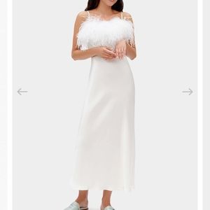 Sleeper Boheme Slip Dress with Feathers